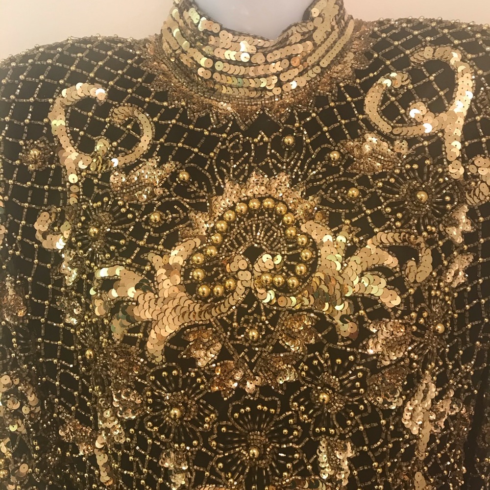 Gold and Black Sequined and beaded evening gown!